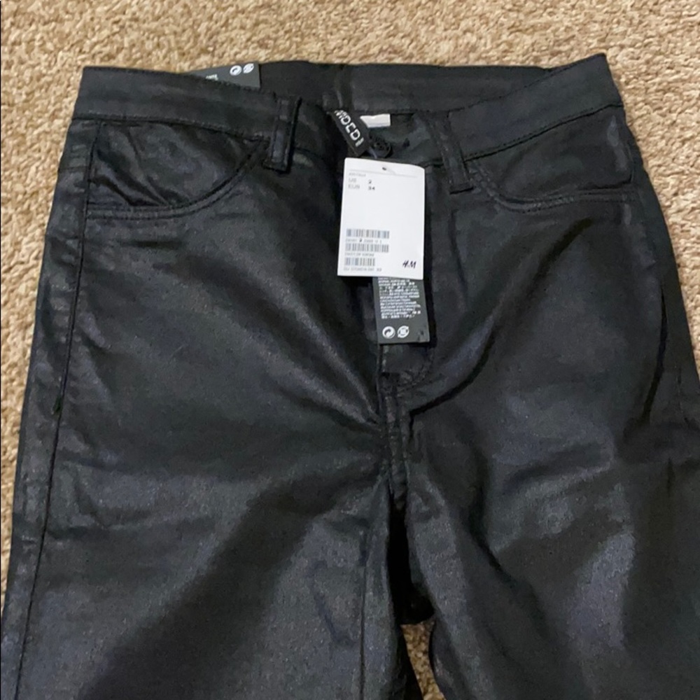 H&M Metallic-look skinny jeans